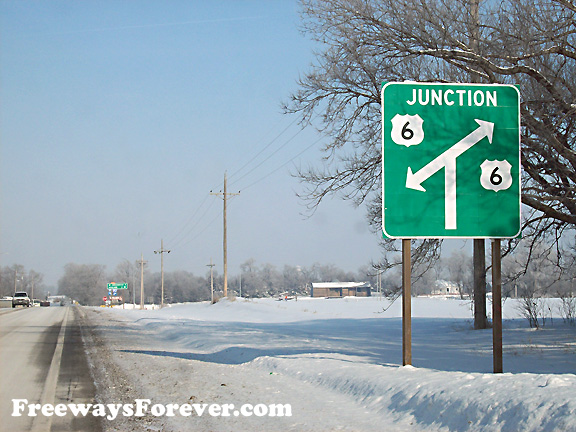 Junction U.S. Highway Route 6 Sign that looks like a see-saw