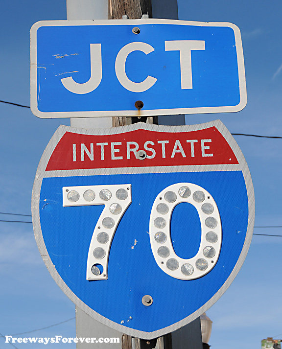 Reflective Junction Interstate 70 road sign