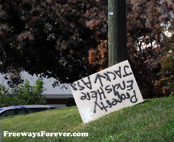 Property Ends Here Jackass hand-written sign