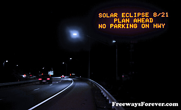 Electronic sign for Solar Eclipse at night