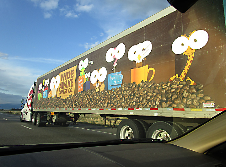 Wide Awake Coffee Company Trailer on Interstate 15 in Utah