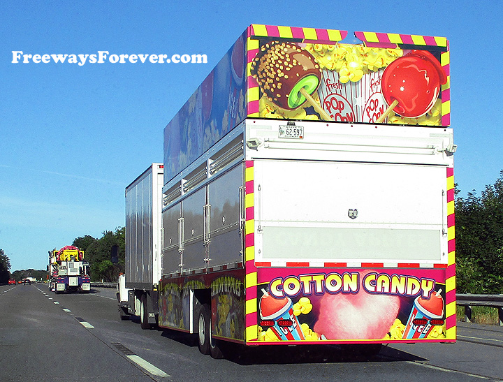 Cotton Candy Carnival Truck on Highway