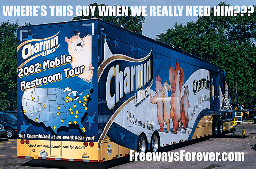 Funny picture of Charmin toilet paper truck from the 2002 Restroom Tour